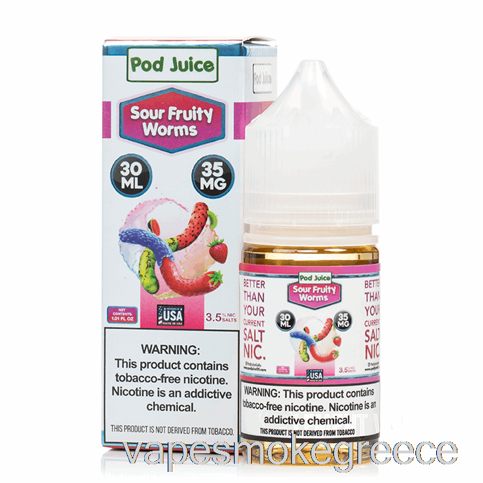Vape Greece Sour Fruity Worms - χυμός λοβού - 30ml 55mg